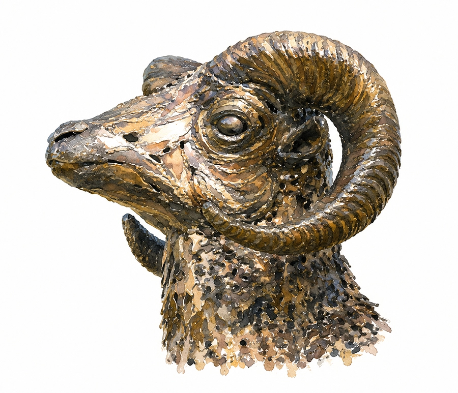 Illustrated ram portrait